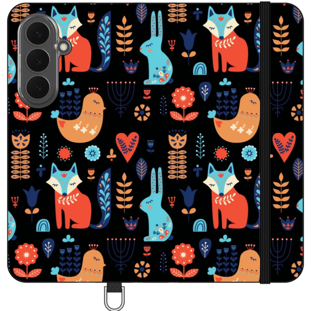 Nordic Ornament Black Vegan Leather — S26 Plus Wallet Case — Finnaij