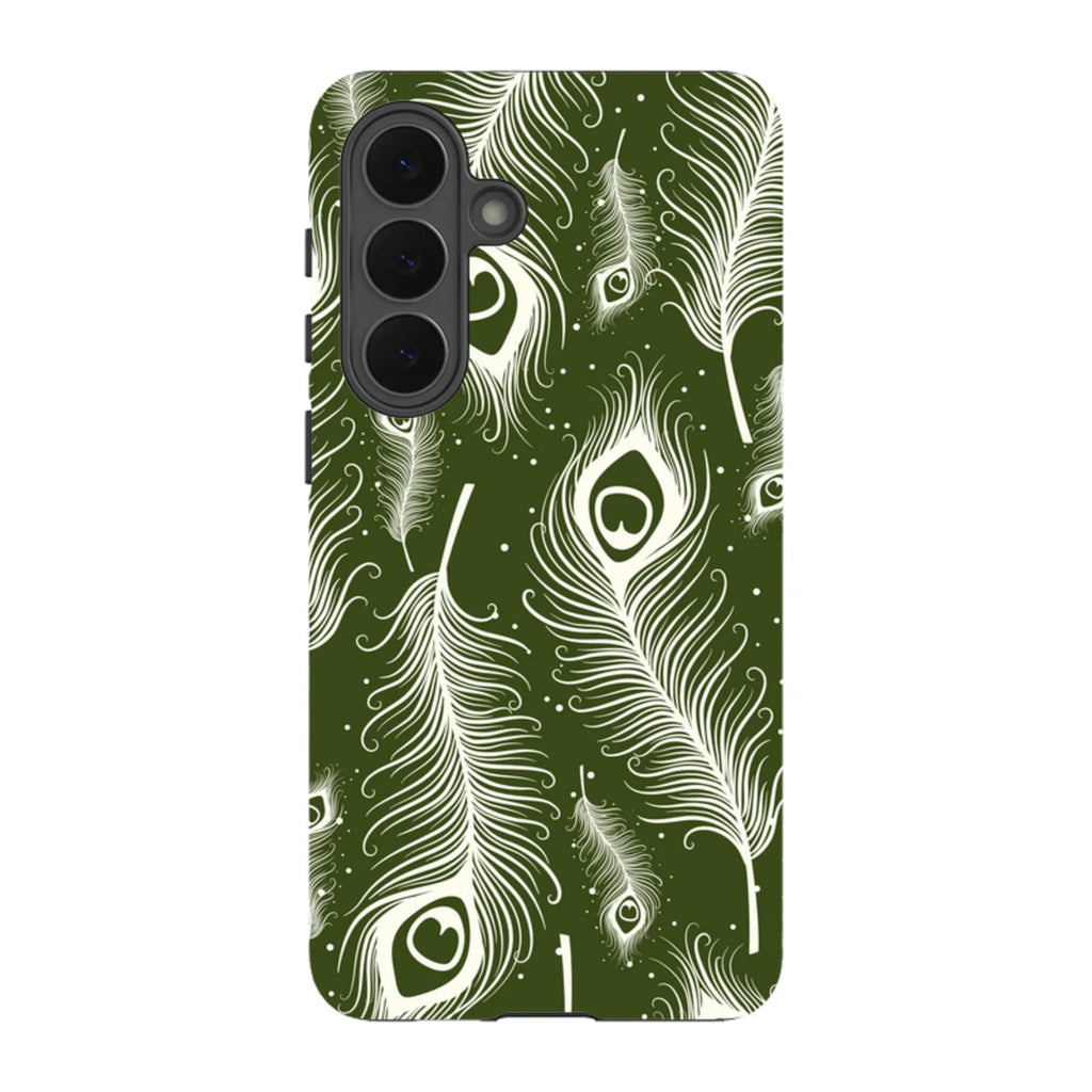 Feathers in Bloom Army Green — S26 Plus Tough Case — Finnaij