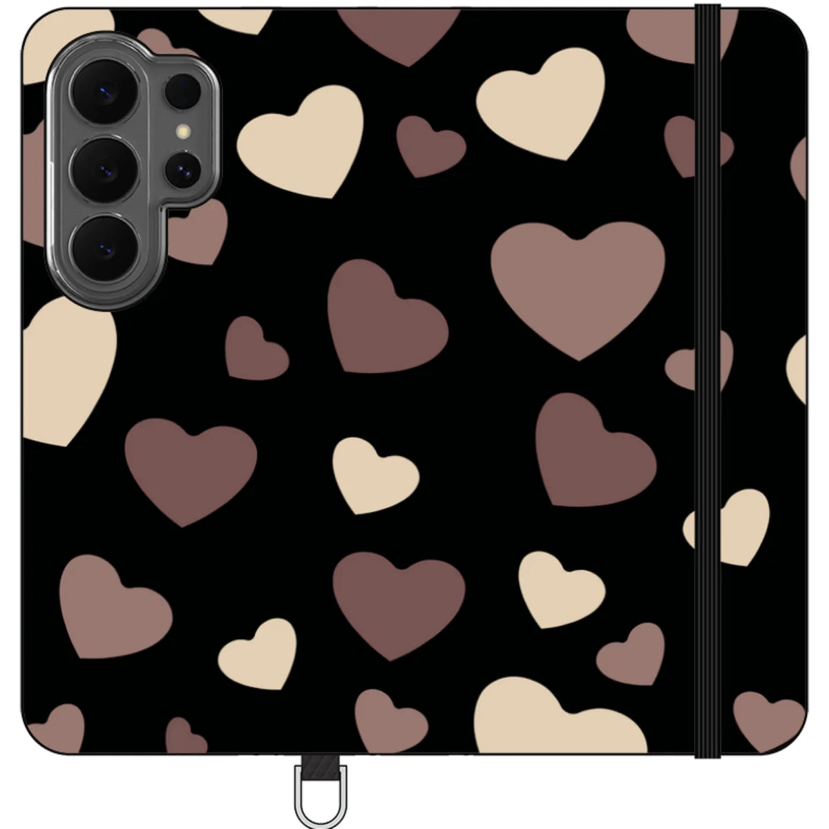 White & Black Hearts Vegan Leather — S26 Ultra Wallet Case — Finnaij