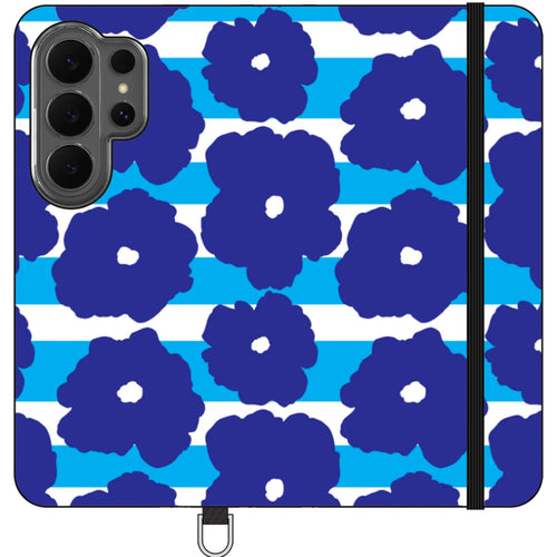 Bold Floral Blue Vegan Leather — S26 Ultra Wallet Case — Finnaij