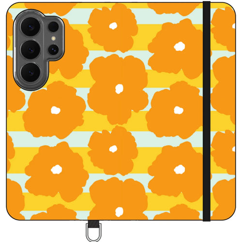 Bold Floral Orange — S26 Ultra Wallet Case — Finnaij