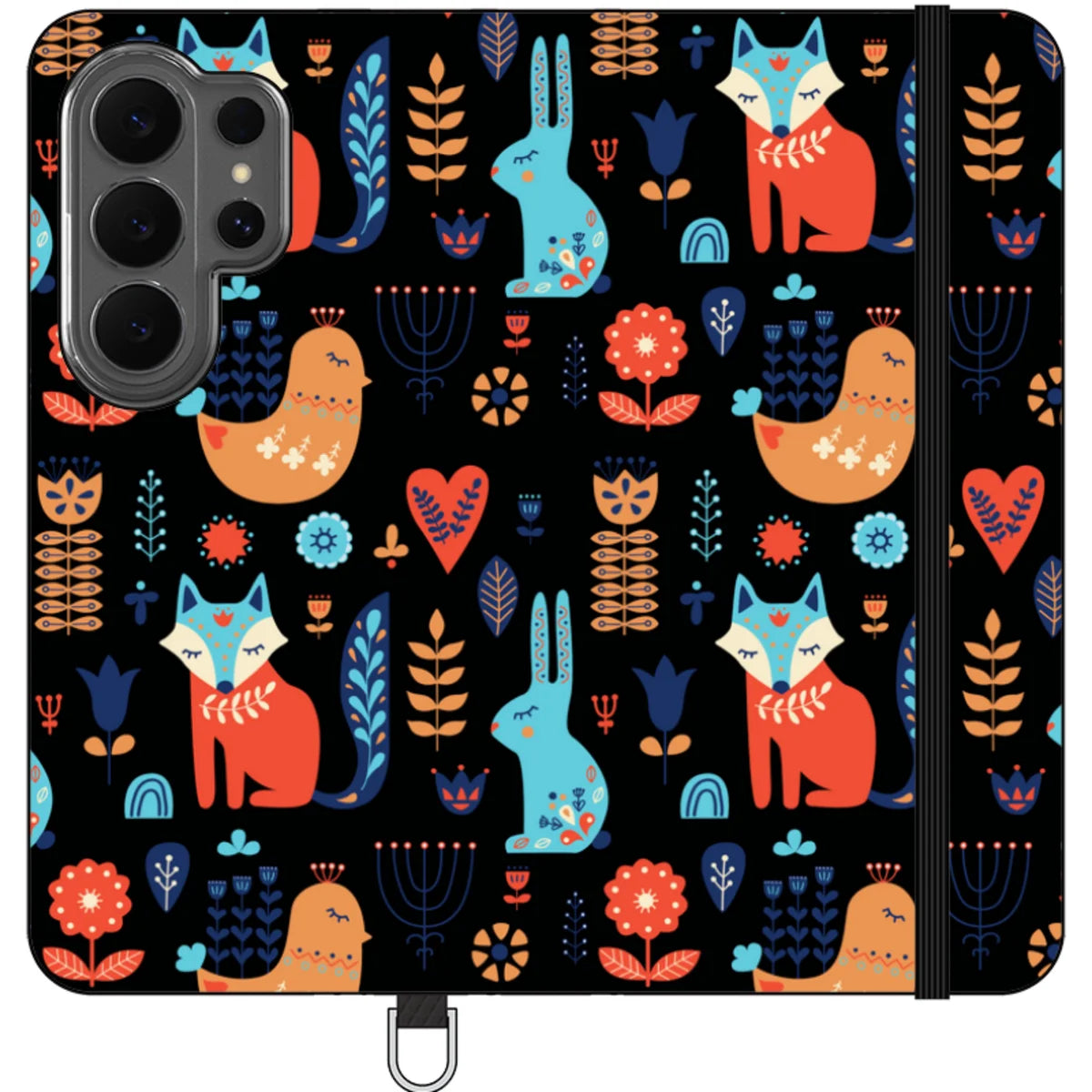 Nordic Ornament Black Vegan Leather — S26 Ultra Wallet Case — Finnaij