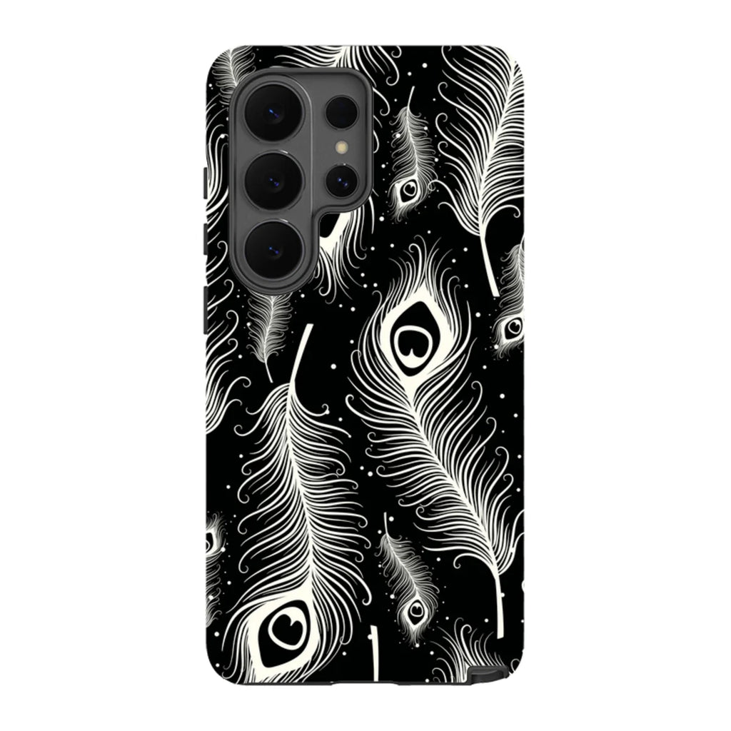 Feathers in Bloom Black — S26 Ultra Tough Case — Finnaij