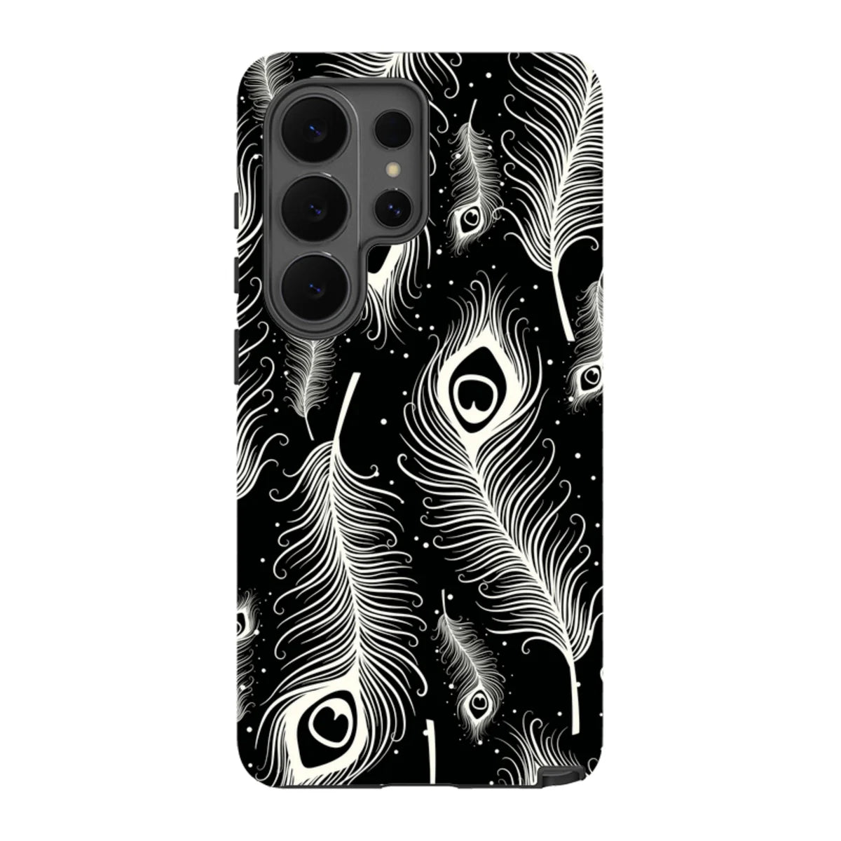 Feathers in Bloom Black — S26 Ultra Tough Case — Finnaij