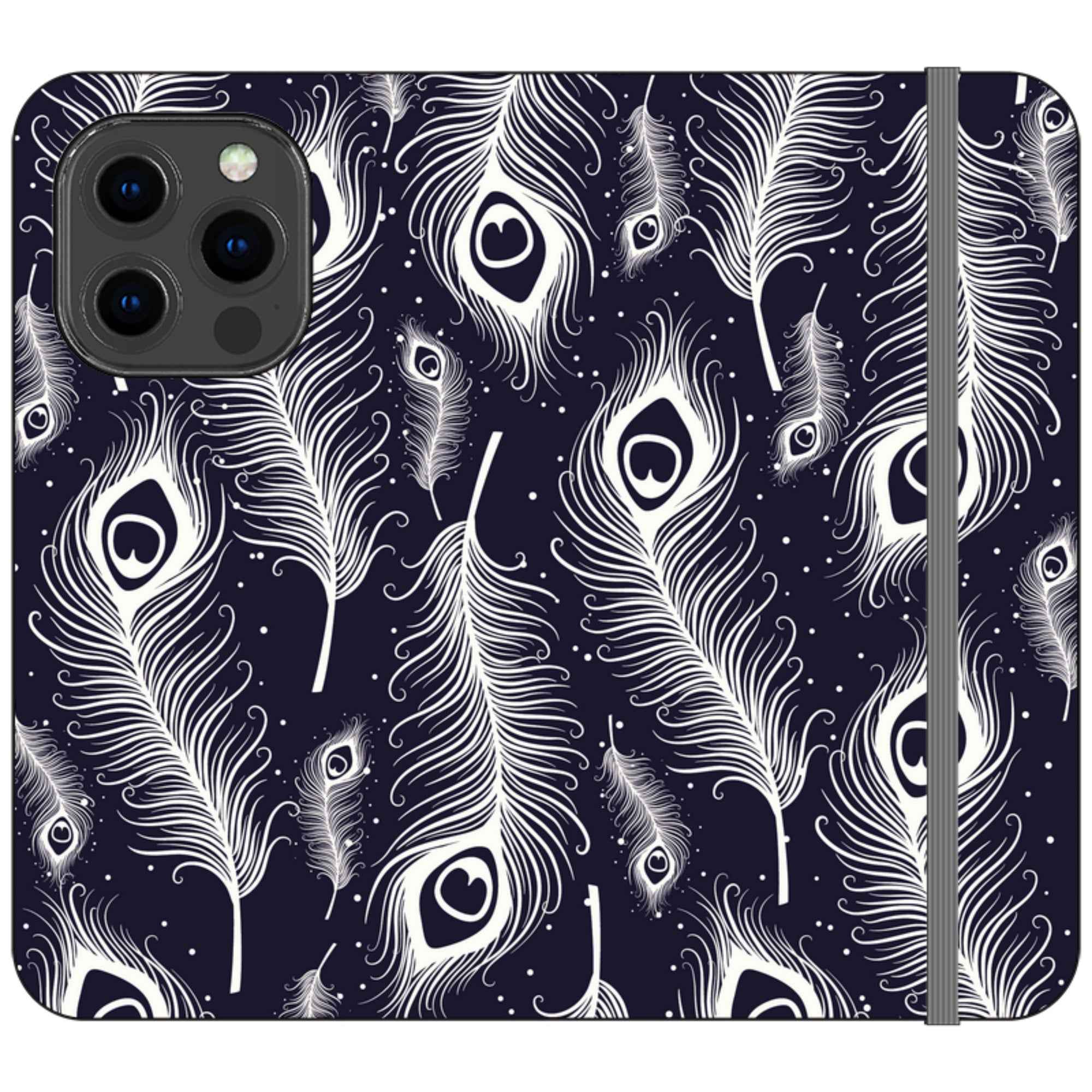 Feathers in Bloom Vegan Leather — iPhone 13 Pro Wallet Case — Finnaij