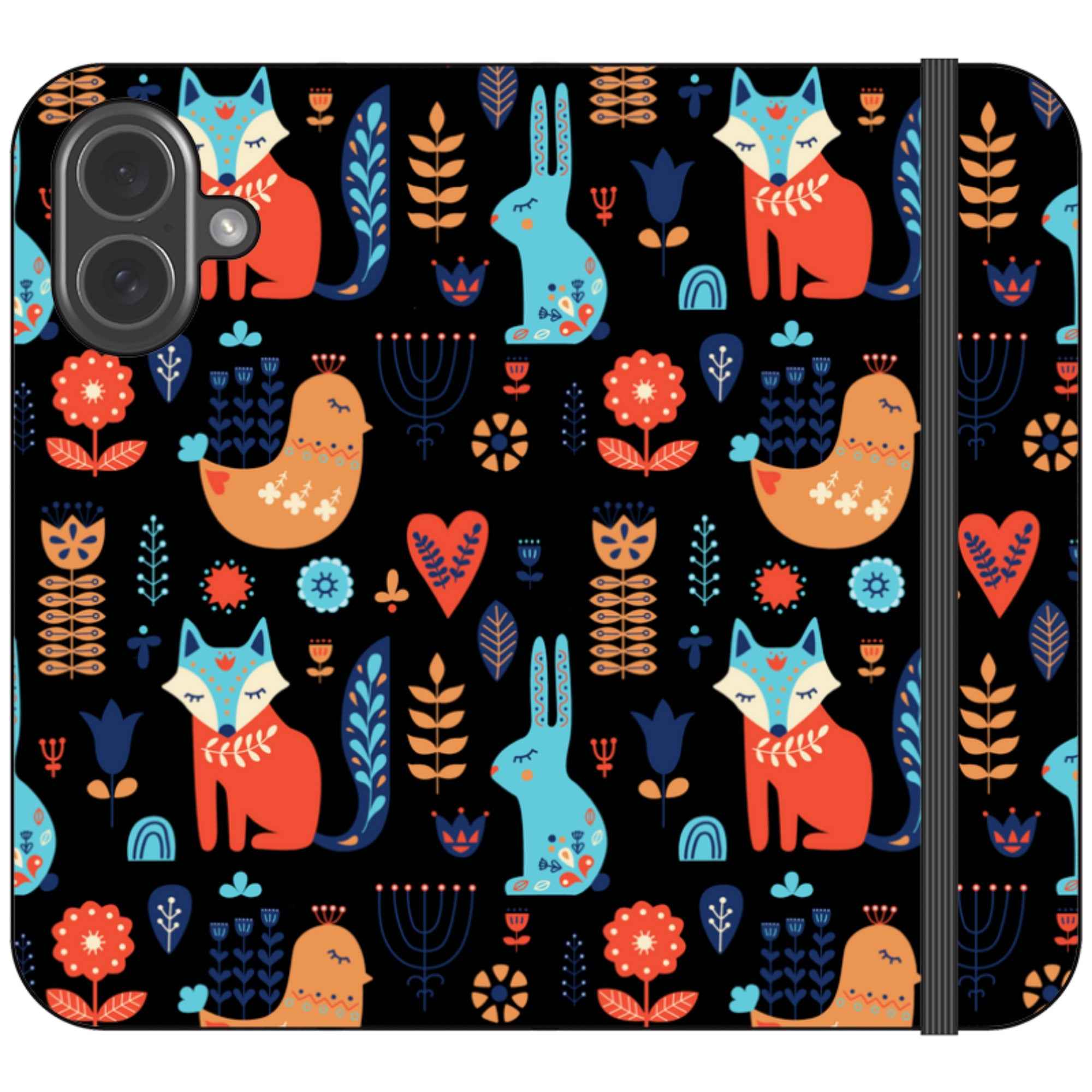 Nordic Ornament Black Vegan Leather — iPhone 17 Wallet Case — Finnaij