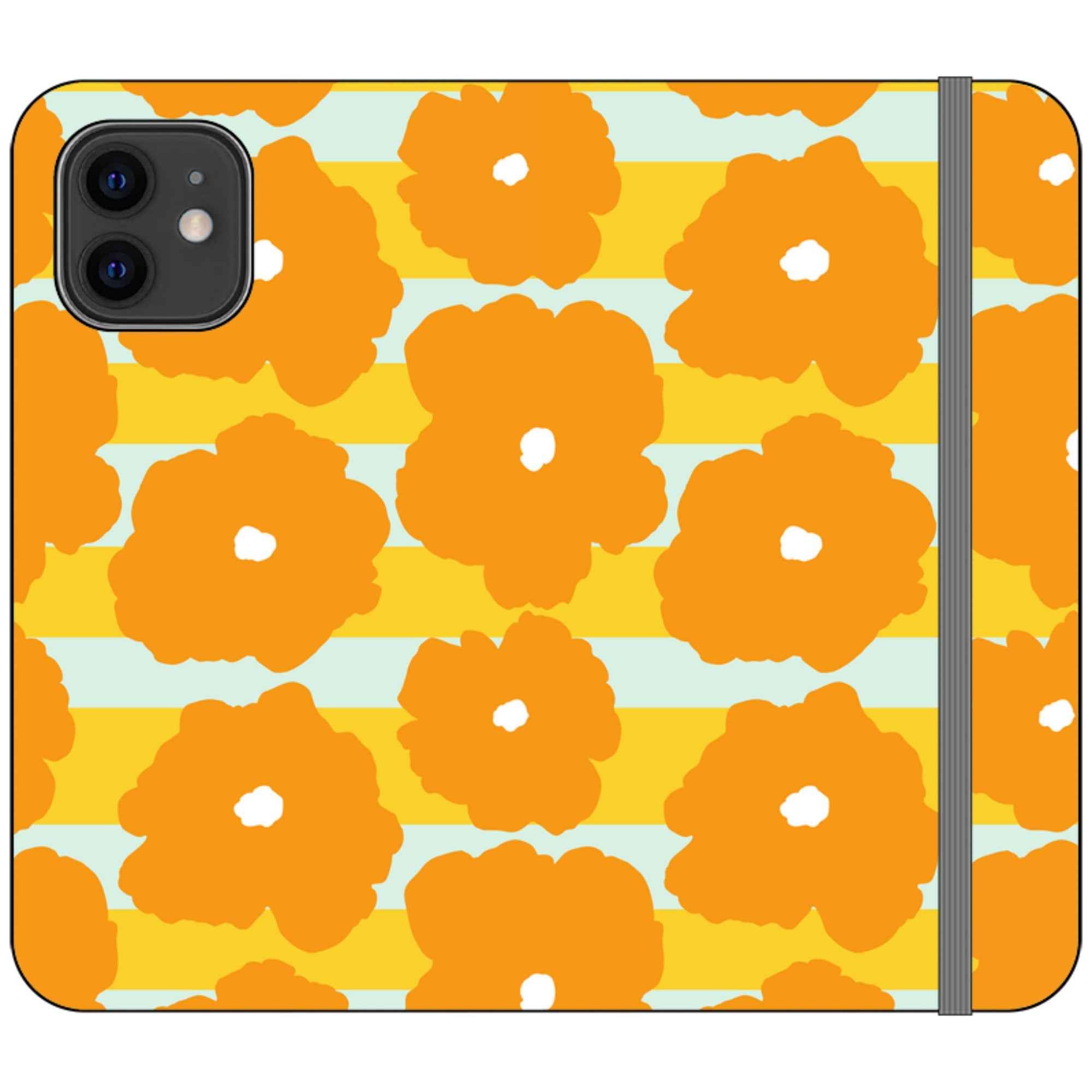 Bold Floral Orange — iPhone 12 Wallet Case — Finnaij