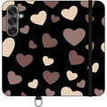 White & Black Hearts — Apple Vegan Leather Folio Wallet Case — Finnaij