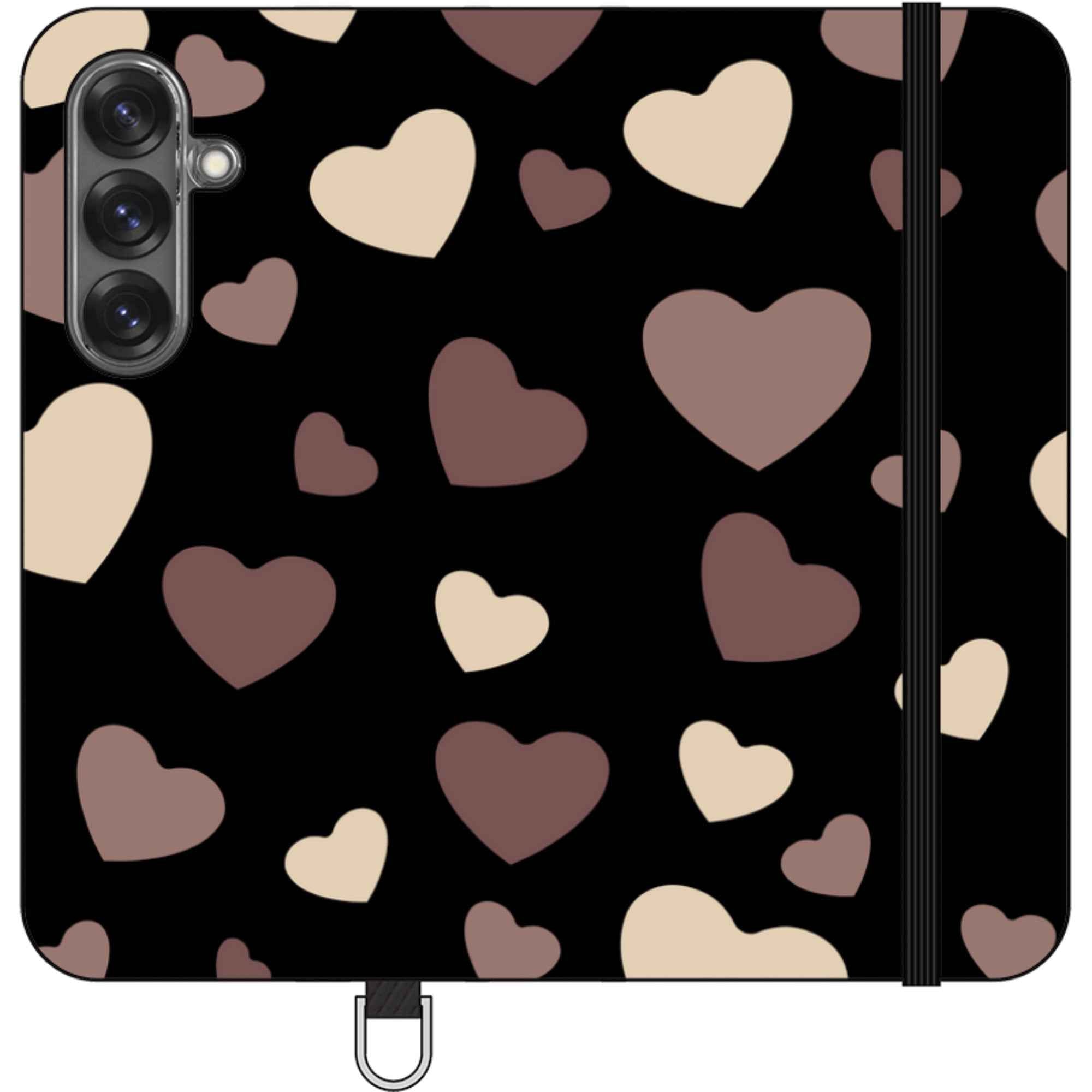 White & Black Hearts — Apple Vegan Leather Folio Wallet Case — Finnaij