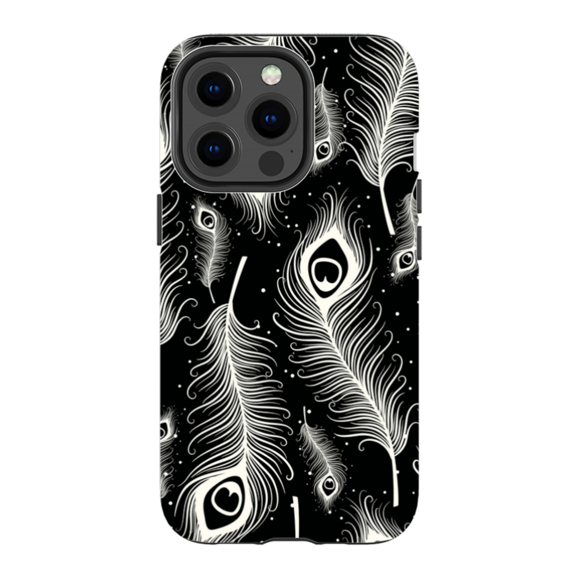 Feathers in Bloom Black — Apple iPhone Tough Case — Finnaij