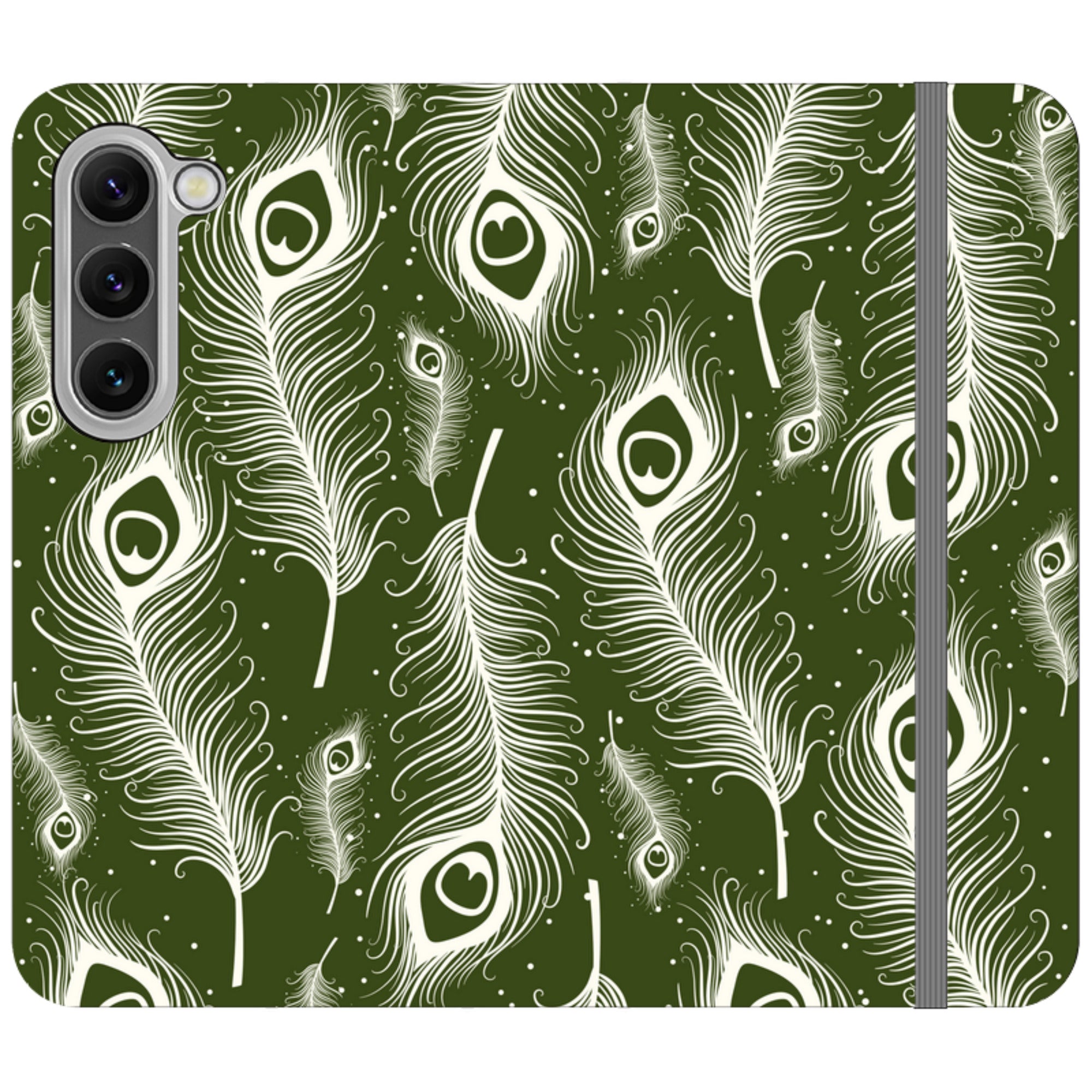 Feathers in Bloom Army Green Folio Wallet Phone Case — Finnaij