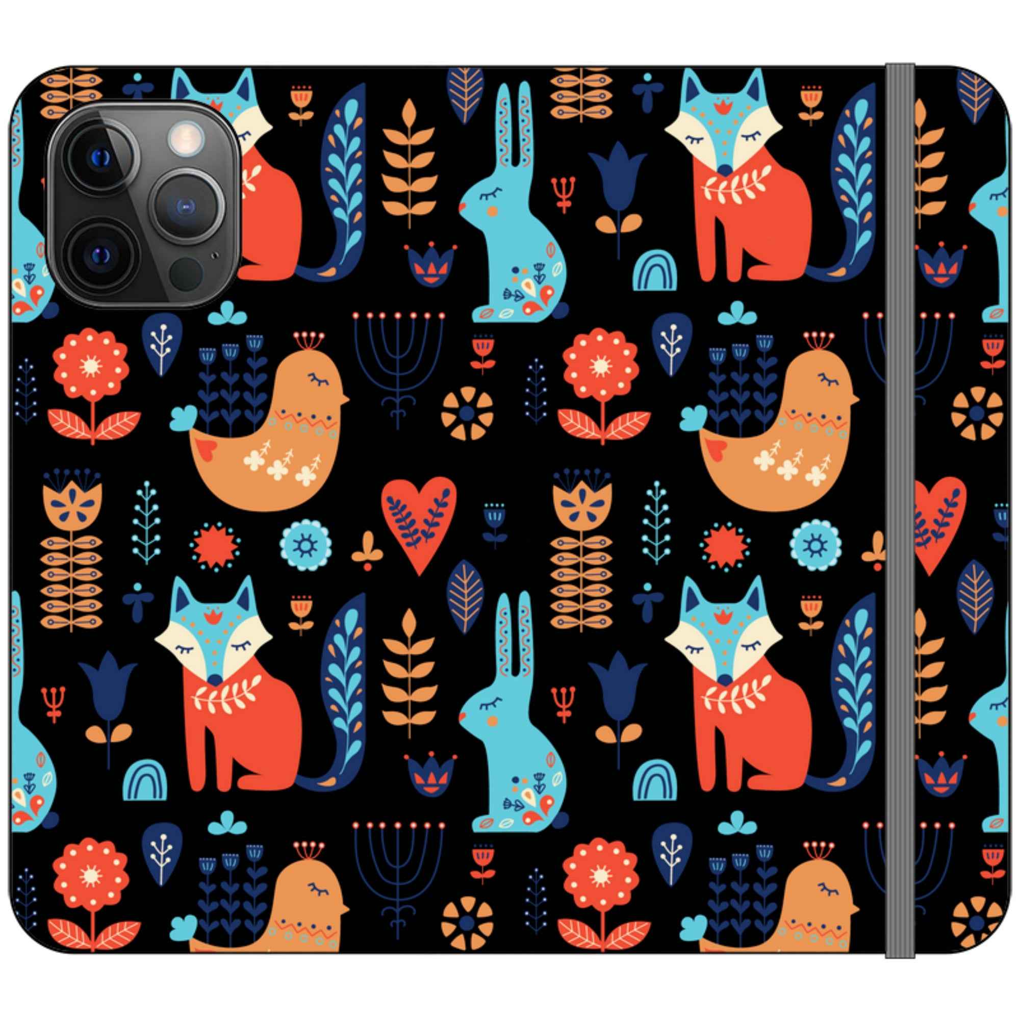 Nordic Ornament Black Vegan Leather — iPhone 12 Pro Max Wallet Case — Finnaij