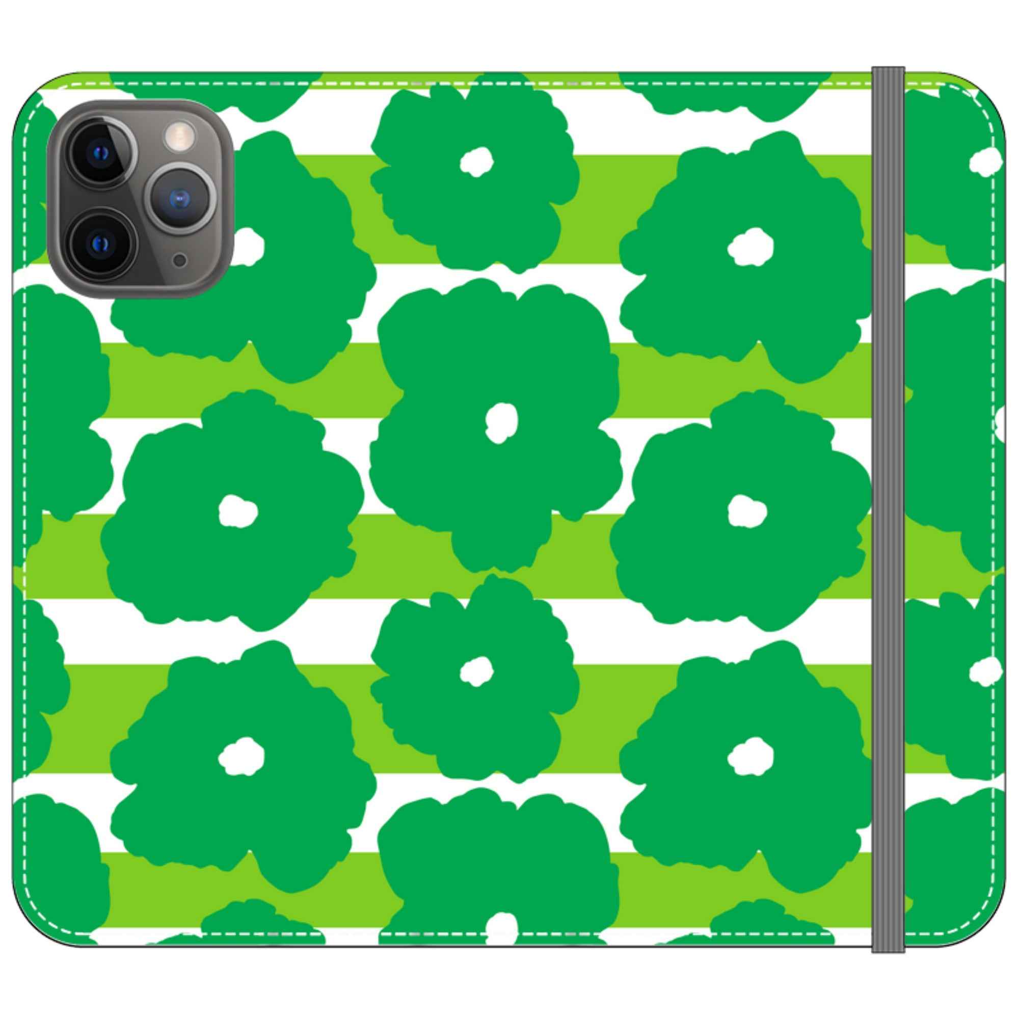 Bold Floral Green Vegan Leather — iPhone 11 Pro Wallet Case — Finnaij