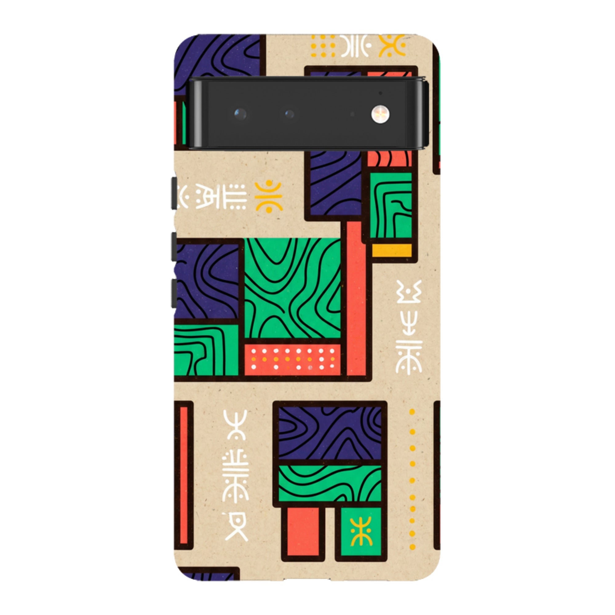 Ankara Blocks on Sand by Ada Okoye — Tough Case for Google Pixel — Finnaij