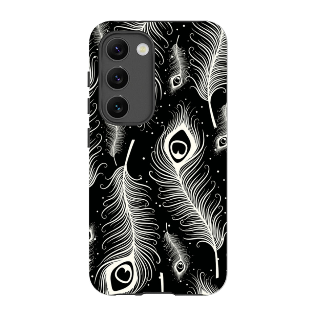 Feathers in Bloom Black — Samsung Galaxy Tough Case — Finnaij