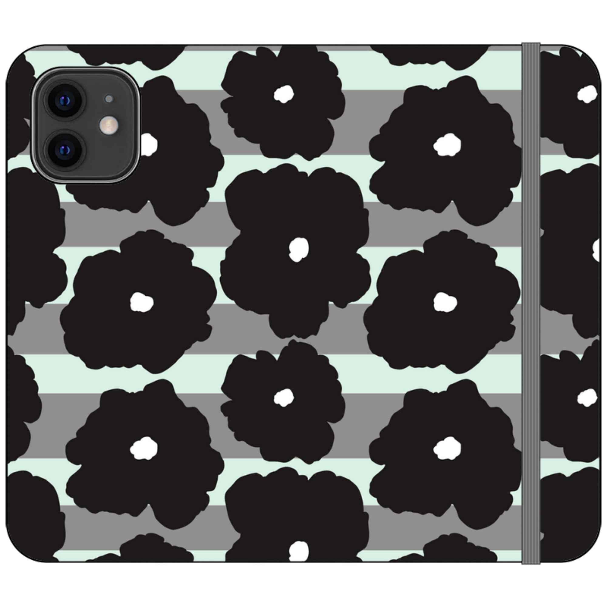 Bold Floral Black — iPhone 12 Wallet Case — Finnaij