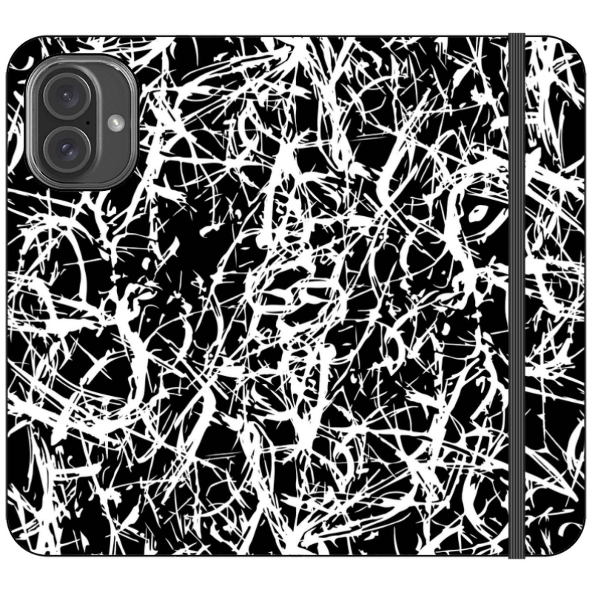 Black-White Grunge — iPhone 16 Plus Wallet Case — Finnaij