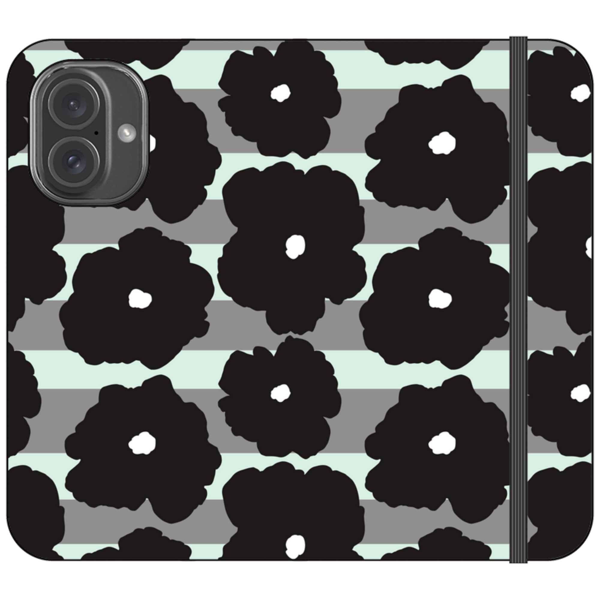 Bold Floral Black — iPhone 16 Wallet Case — Finnaij