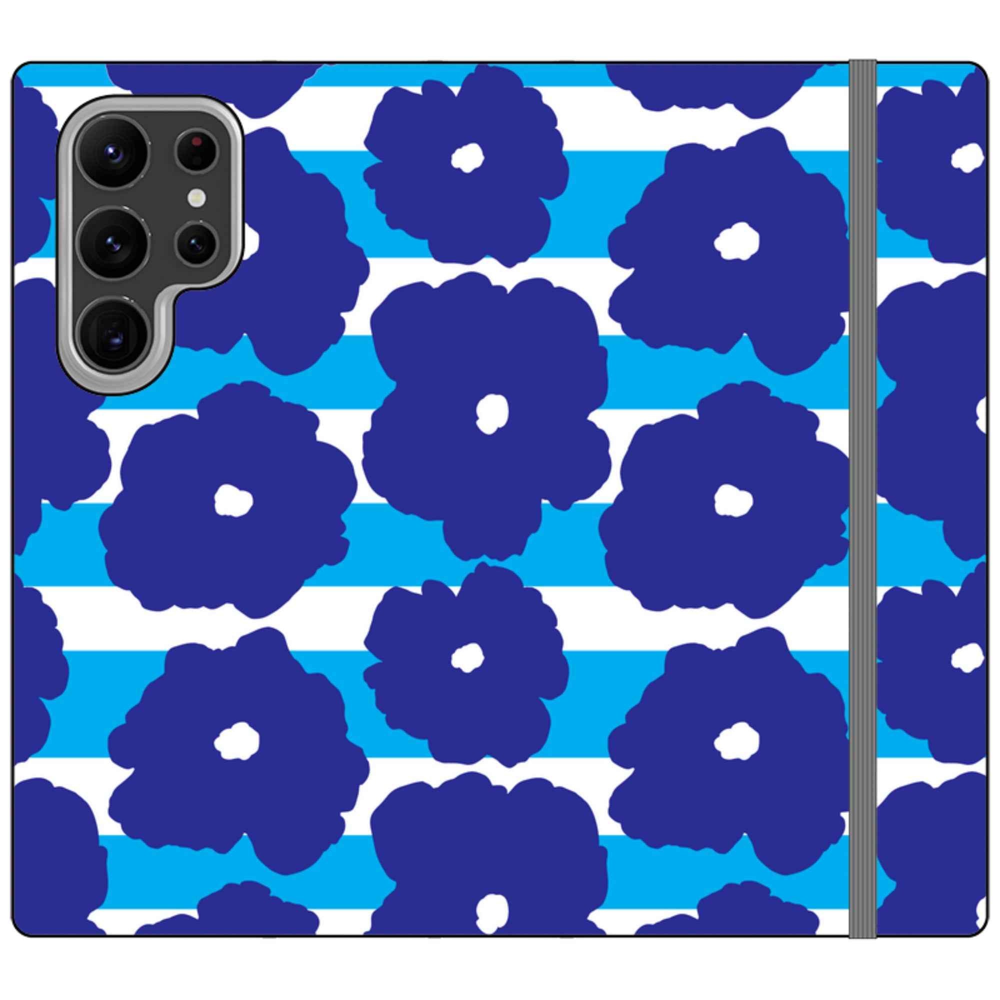 Bold Floral Blue — Apple Vegan Leather Folio Wallet Case — Finnaij