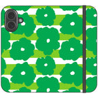 Bold Floral Green Vegan Leather — iPhone 17 Wallet Case — Finnaij