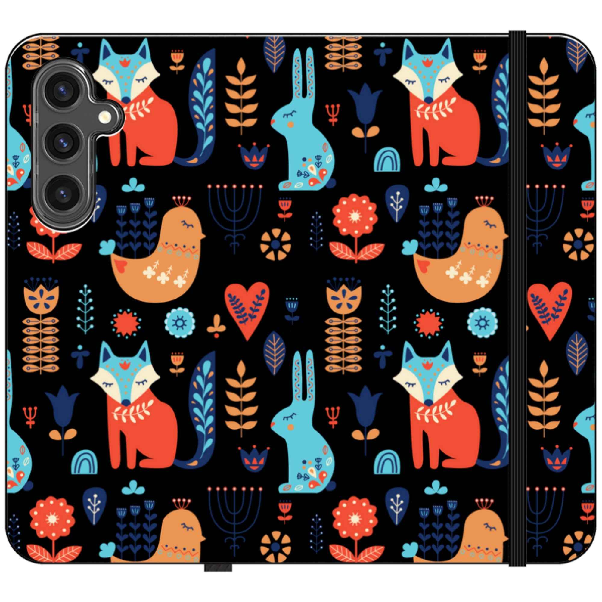 Nordic Ornament Black — Apple Vegan Leather Folio Wallet Case — Finnaij