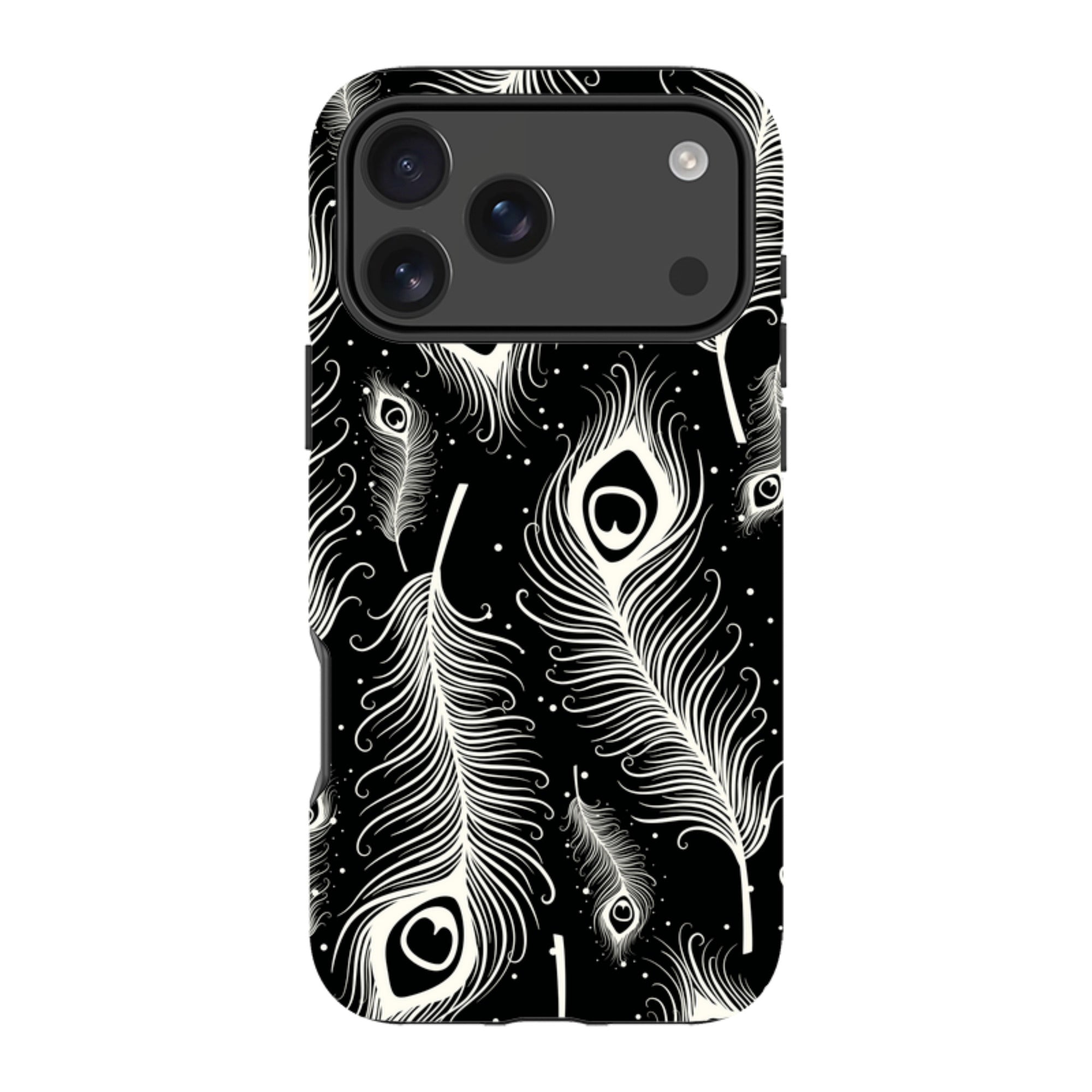 Feathers in Bloom Black — Apple iPhone Tough Case — Finnaij