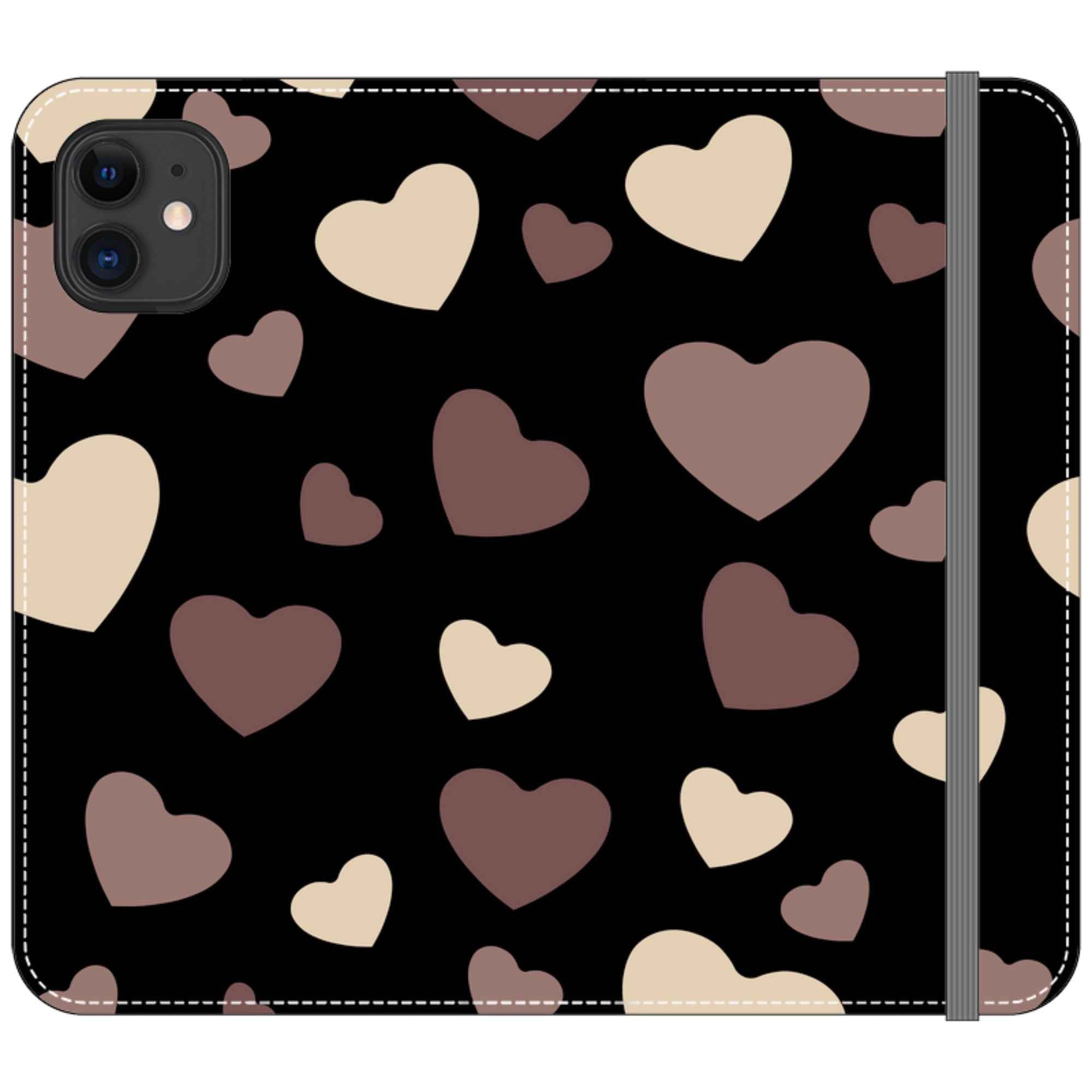 White & Black Hearts Vegan Leather — iPhone 11 Wallet Case — Finnaij
