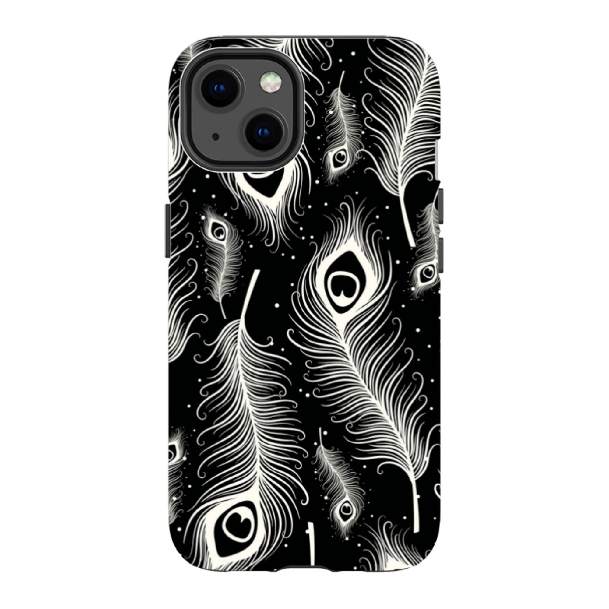 Feathers in Bloom Black — Apple iPhone Tough Case — Finnaij