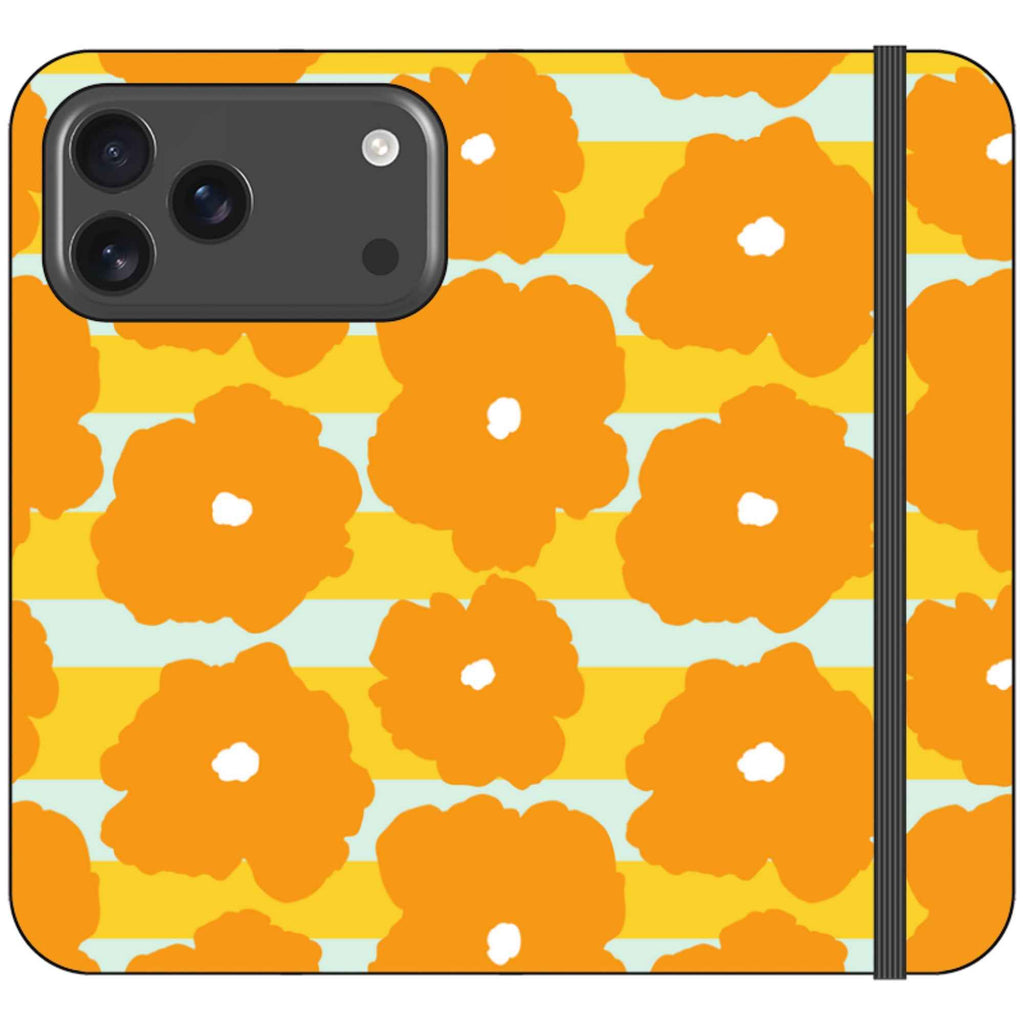Bold Floral Orange — iPhone 17 Pro Max Wallet Case — Finnaij