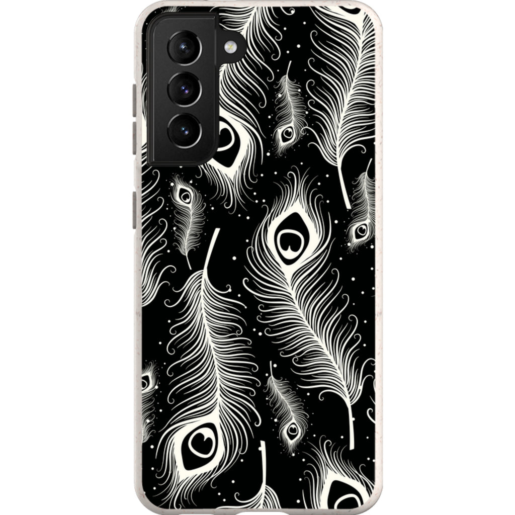 Feathers in Bloom Black — S21 Samsung Galaxy Bio-degradable Case — Finnaij