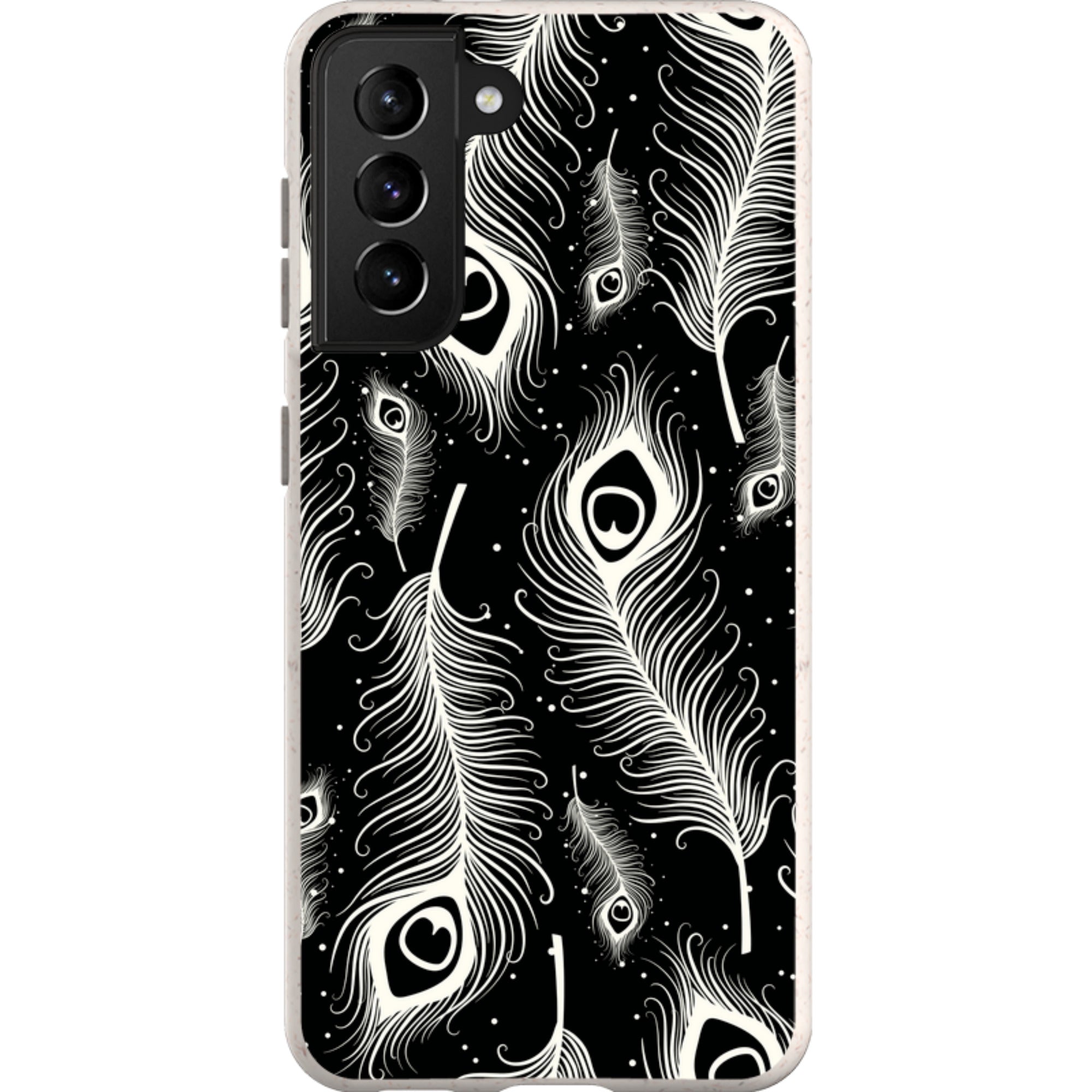 Feathers in Bloom Black — Samsung Galaxy Bio-degradable Case — Finnaij