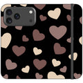 White & Black Hearts Vegan Leather — iPhone 17 Pro Max Wallet Case — Finnaij