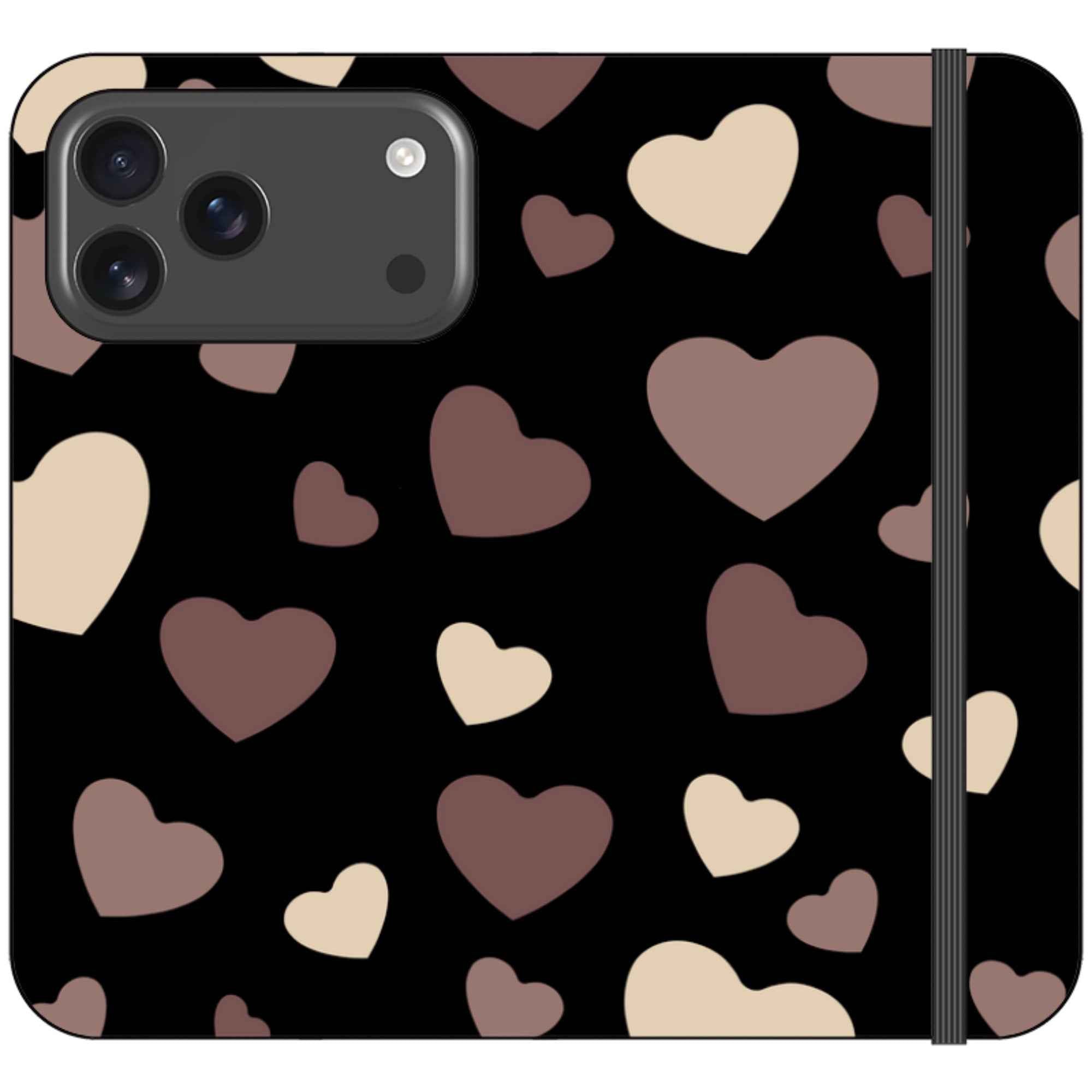 White & Black Hearts Vegan Leather — iPhone 17 Pro Max Wallet Case — Finnaij