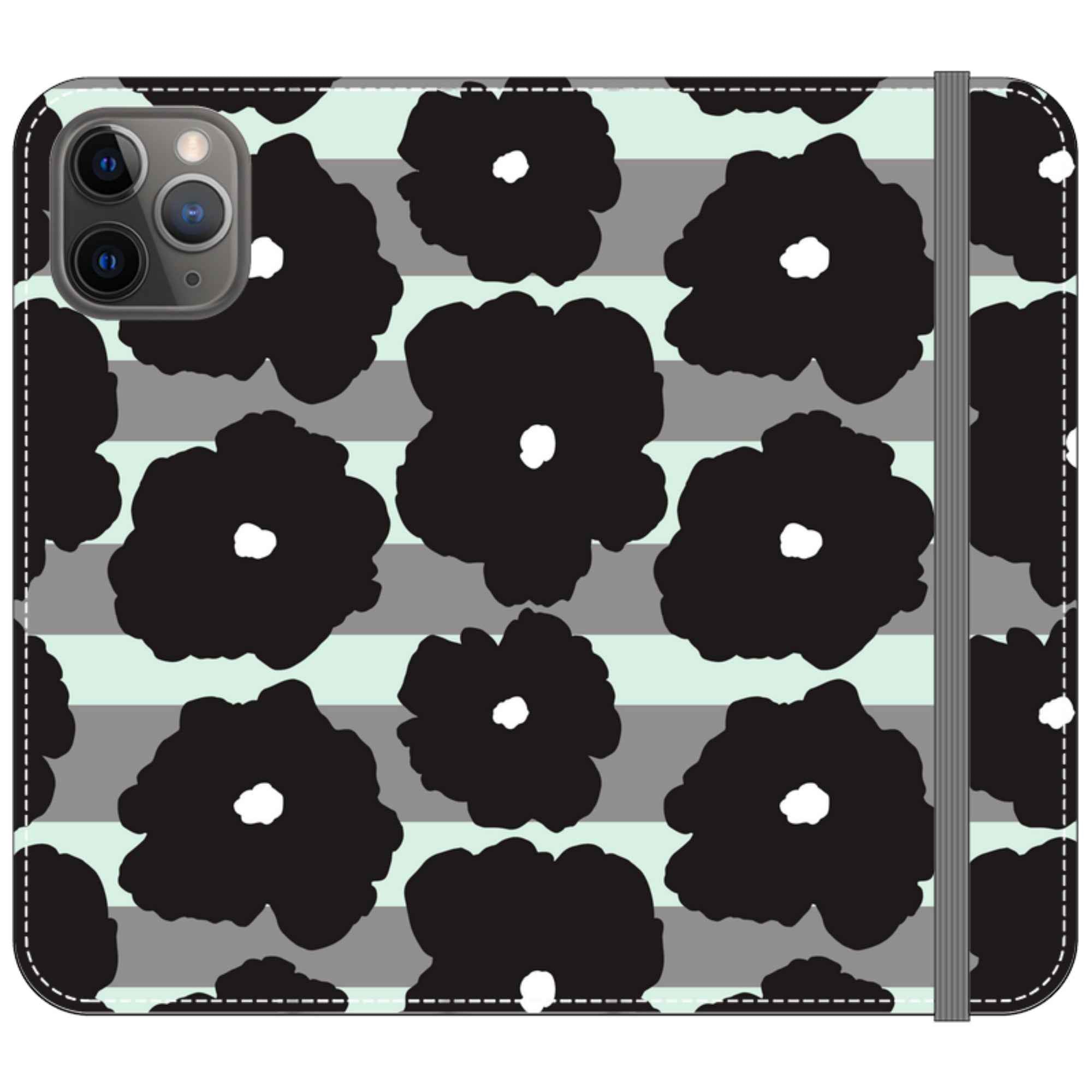 Bold Floral Black — iPhone 11 Pro Wallet Case — Finnaij