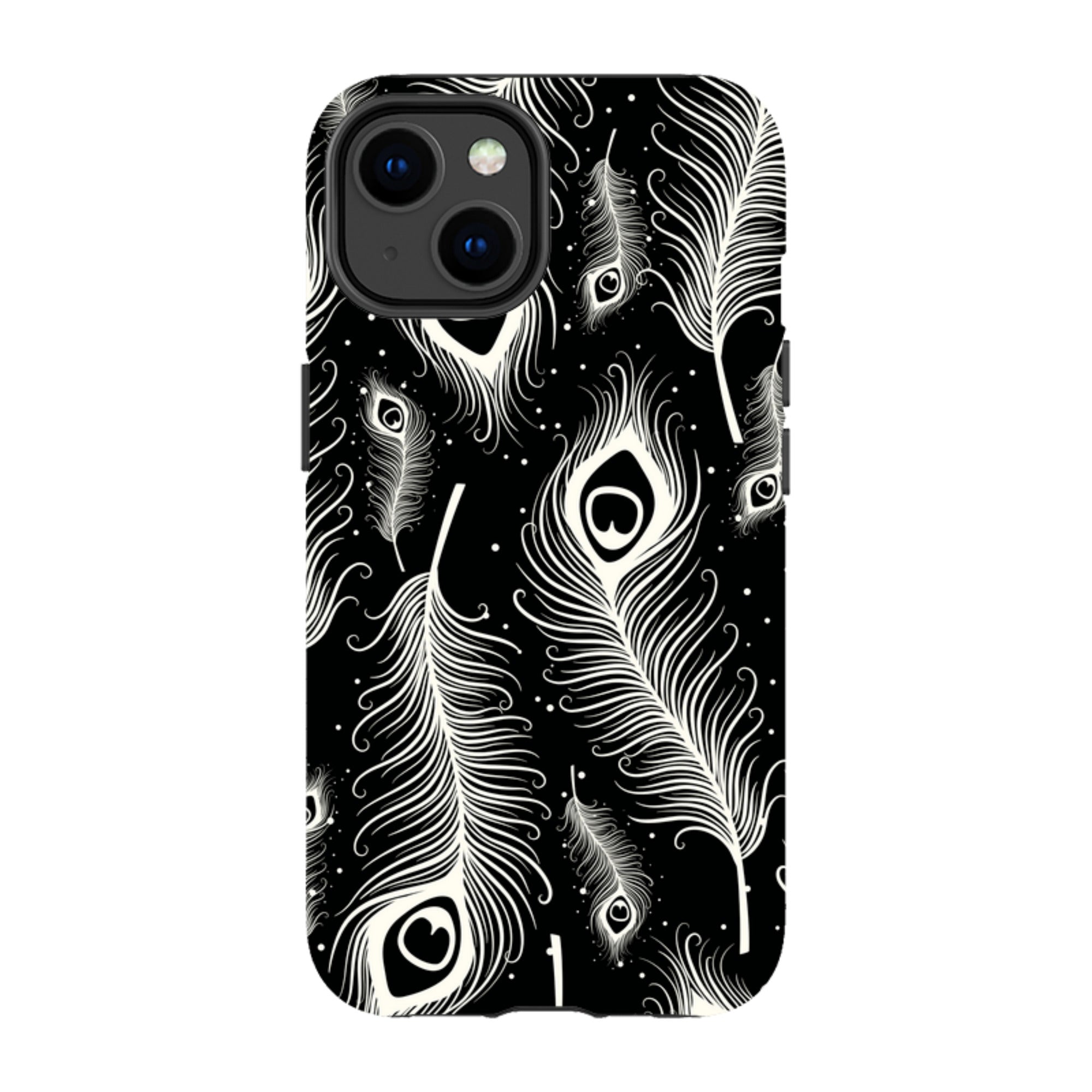 Feathers in Bloom Black — Apple iPhone Tough Case — Finnaij
