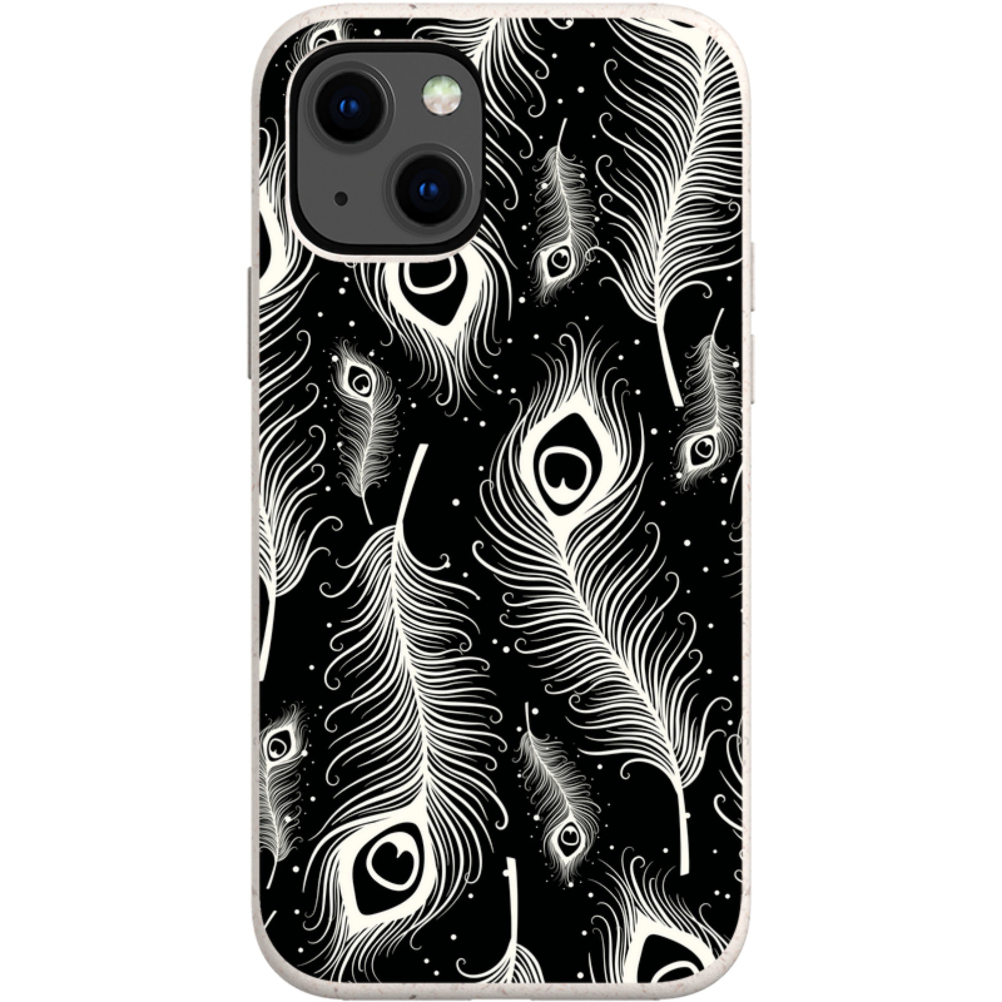 Feathers in Bloom Black — iPhone 13 Mini iPhone Bio-degradable Case — Finnaij