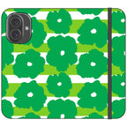 Bold Floral Green Vegan Leather — iPhone 16 Wallet Case — Finnaij