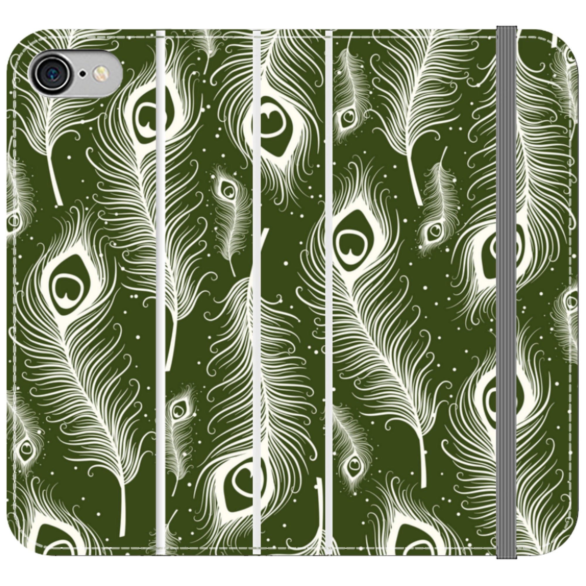 Feathers in Bloom Army Green — iPhone SE3 (2022) Wallet Case — Finnaij