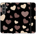 White & Black Hearts — Apple Vegan Leather Folio Wallet Case — Finnaij
