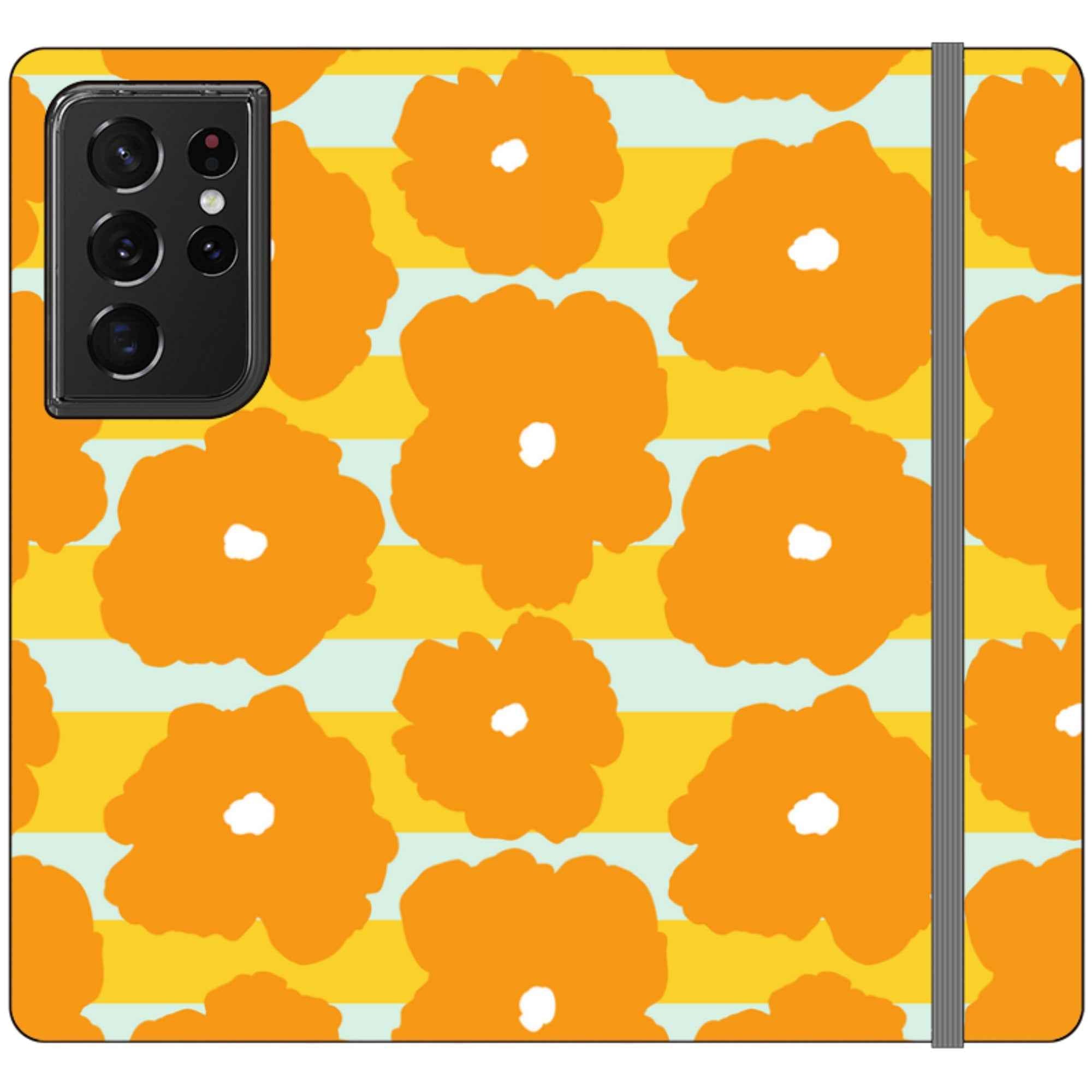 Bold Floral Orange — Apple Folio Wallet Case — Finnaij