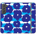 Bold Floral Blue Vegan Leather — S22 Wallet Case — Finnaij