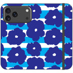 Bold Floral Blue Vegan Leather — iPhone 17 Pro Max Wallet Case — Finnaij