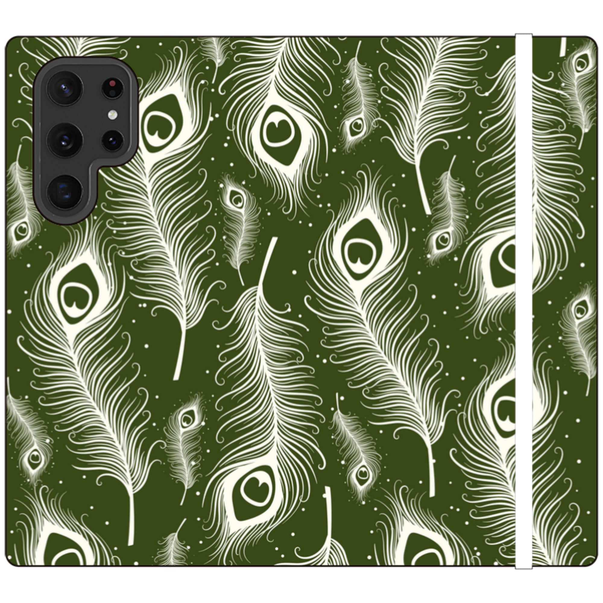 Feathers in Bloom Army Green Folio Wallet Phone Case — Finnaij