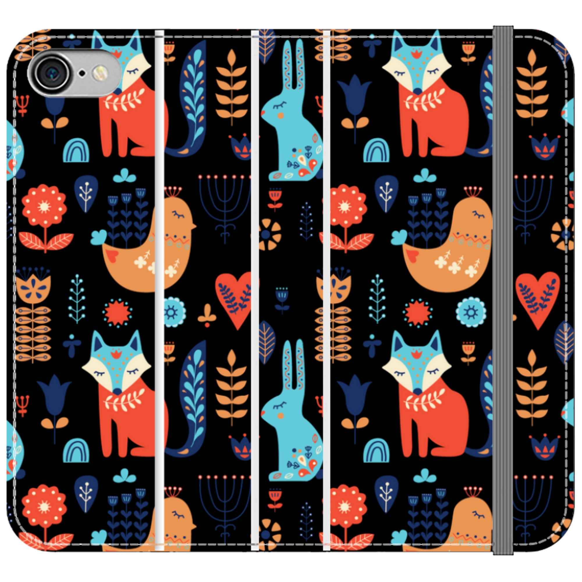 Nordic Ornament Black Vegan Leather — iPhone SE2 (2020) Wallet Case — Finnaij