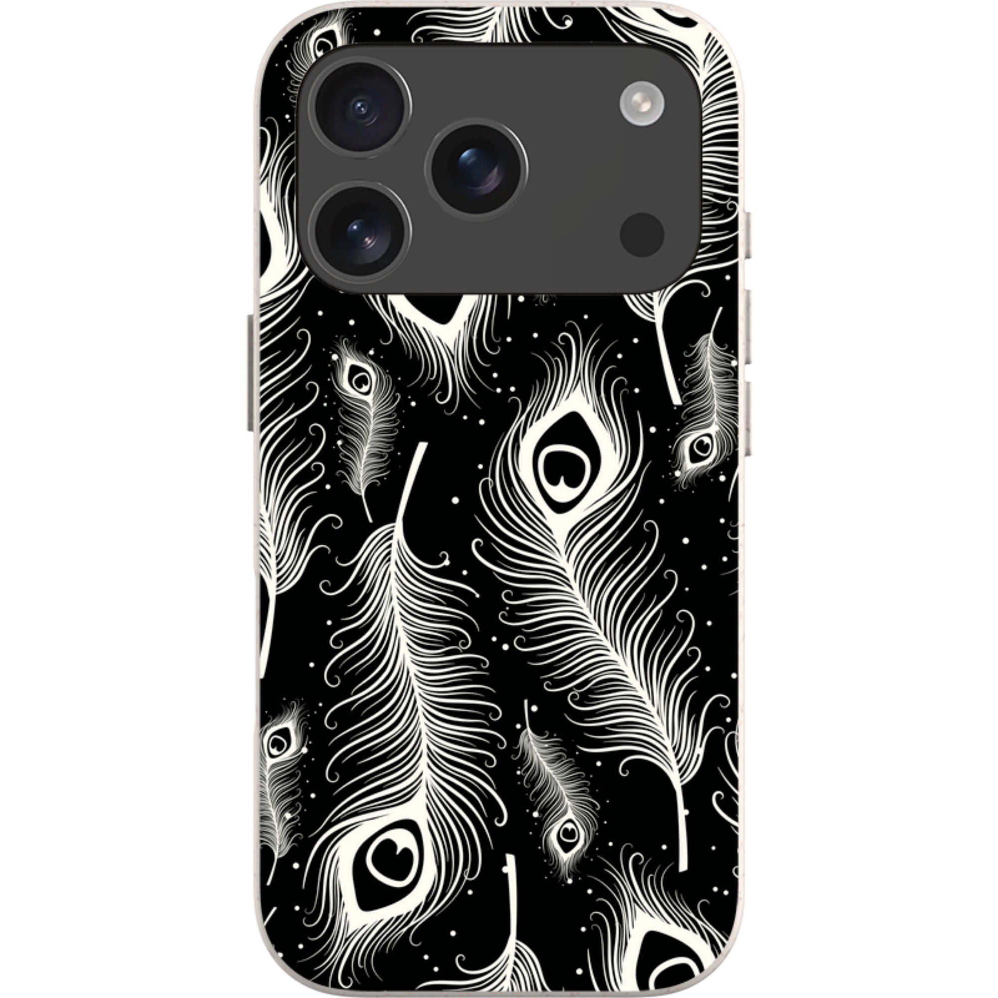 Feathers in Bloom Black — iPhone 17 Pro iPhone Bio-degradable Case — Finnaij