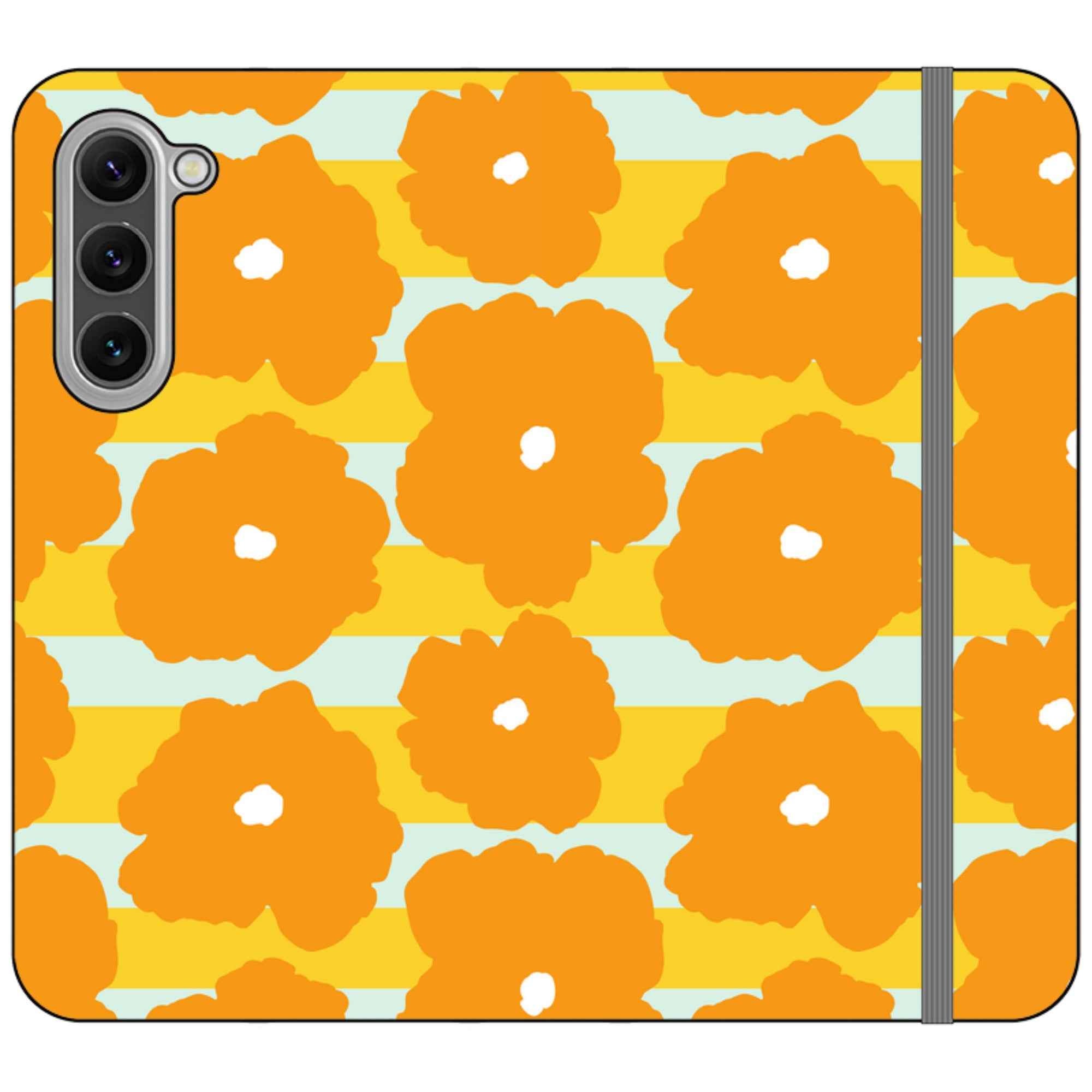 Bold Floral Orange — Apple Folio Wallet Case — Finnaij