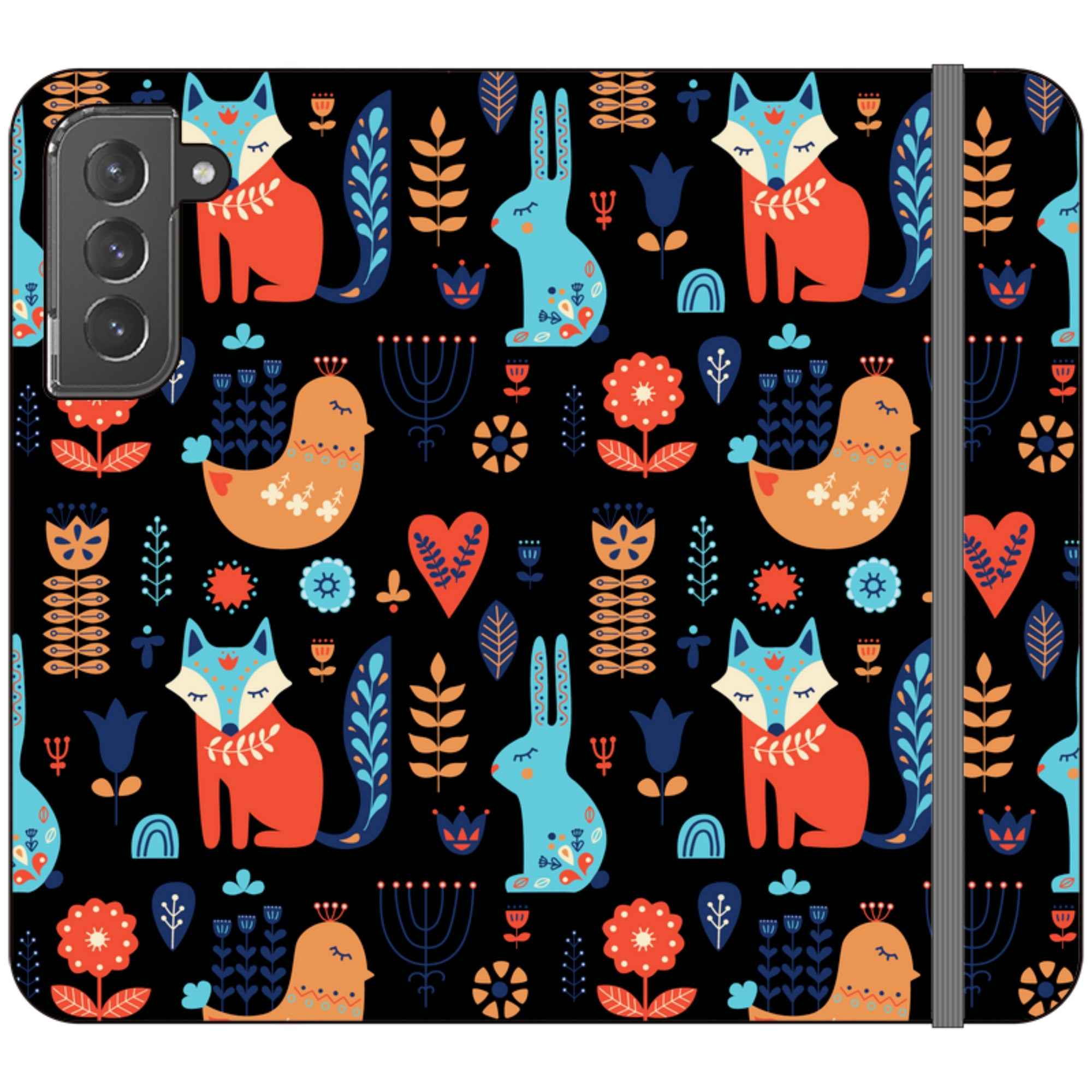 Nordic Ornament Black — Apple Vegan Leather Folio Wallet Case — Finnaij