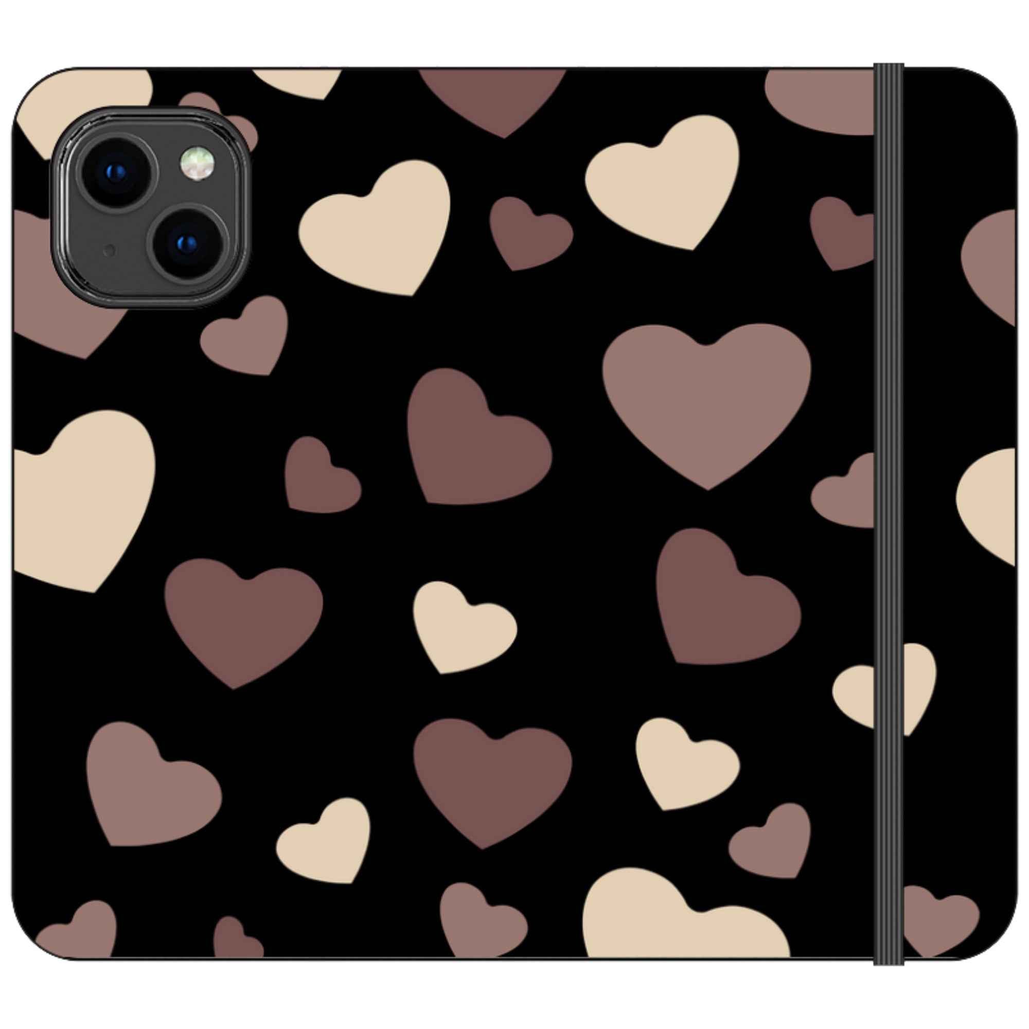 White & Black Hearts Vegan Leather — iPhone 14 Wallet Case — Finnaij