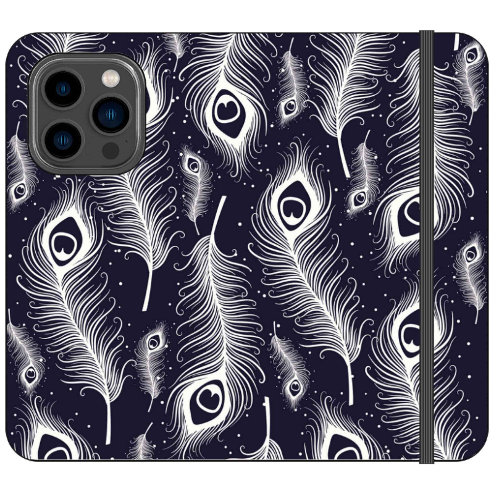 Feathers in Bloom Vegan Leather — iPhone 14 Pro Wallet Case — Finnaij