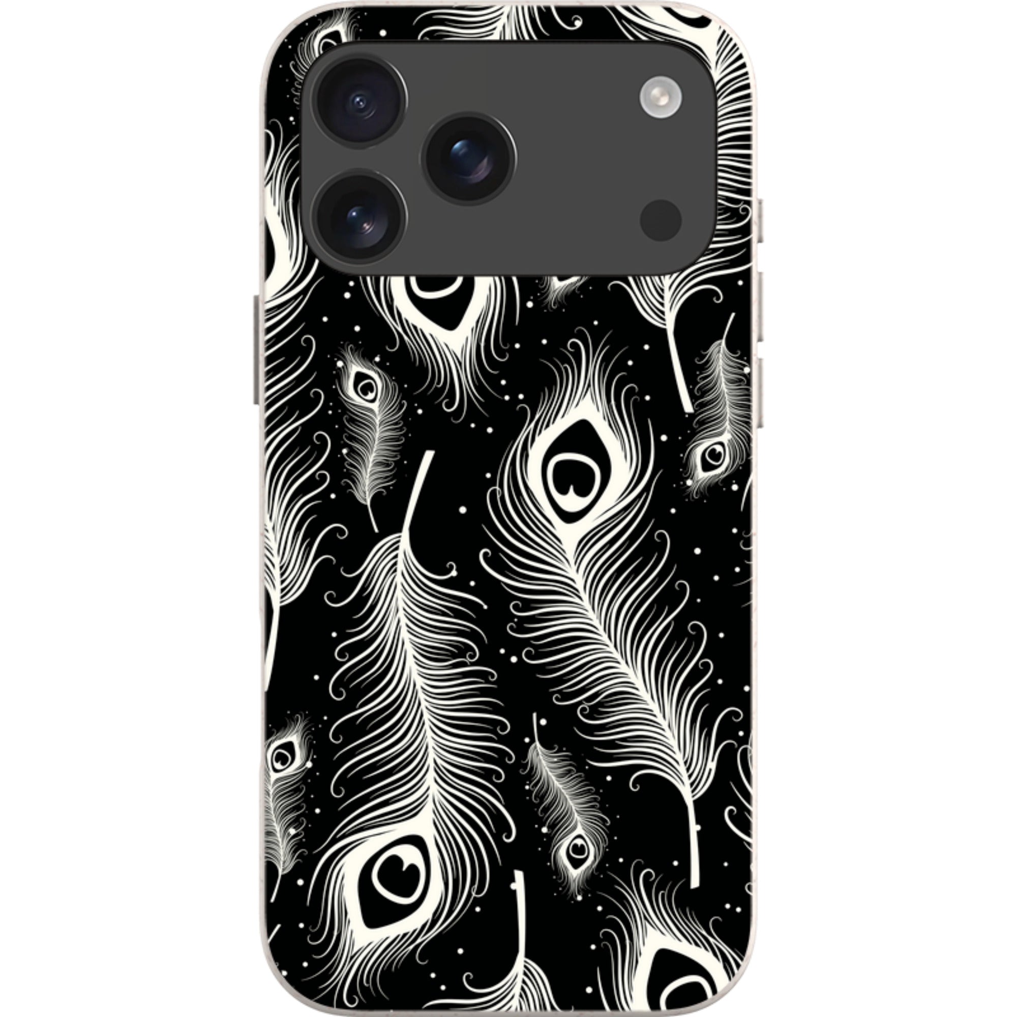 Feathers in Bloom Black — iPhone 17 Pro Max iPhone Bio-degradable Case — Finnaij